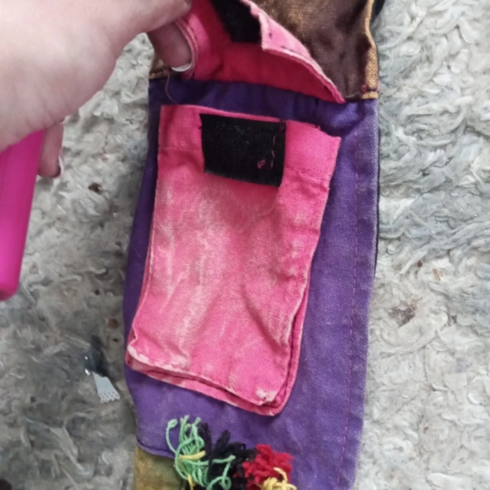 Handmade Colorful Jack Skellington Face Skull Hippie Shoulder Bag - Picture 7 of 8